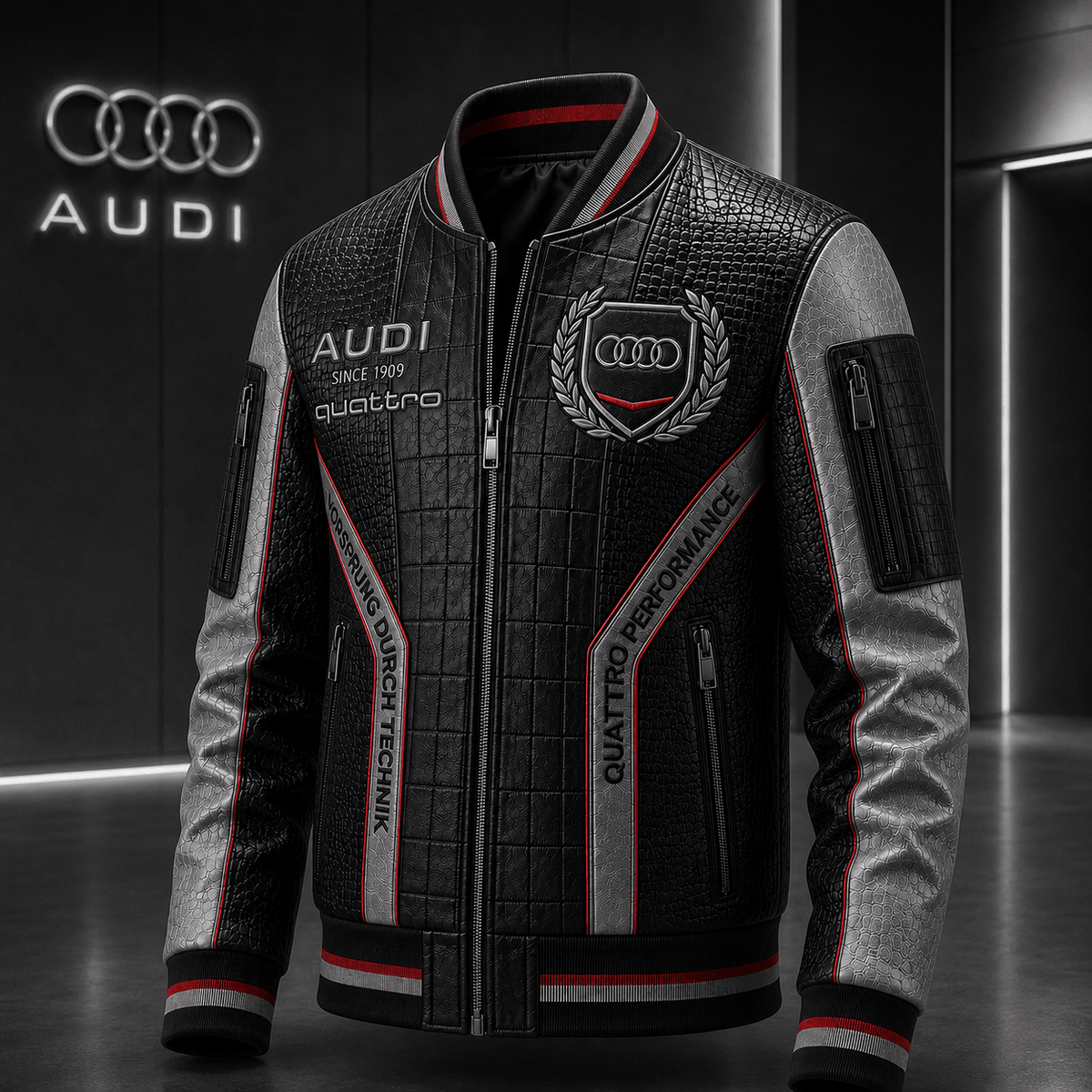 Premium AUD Leather Zipper Jacket TNSM