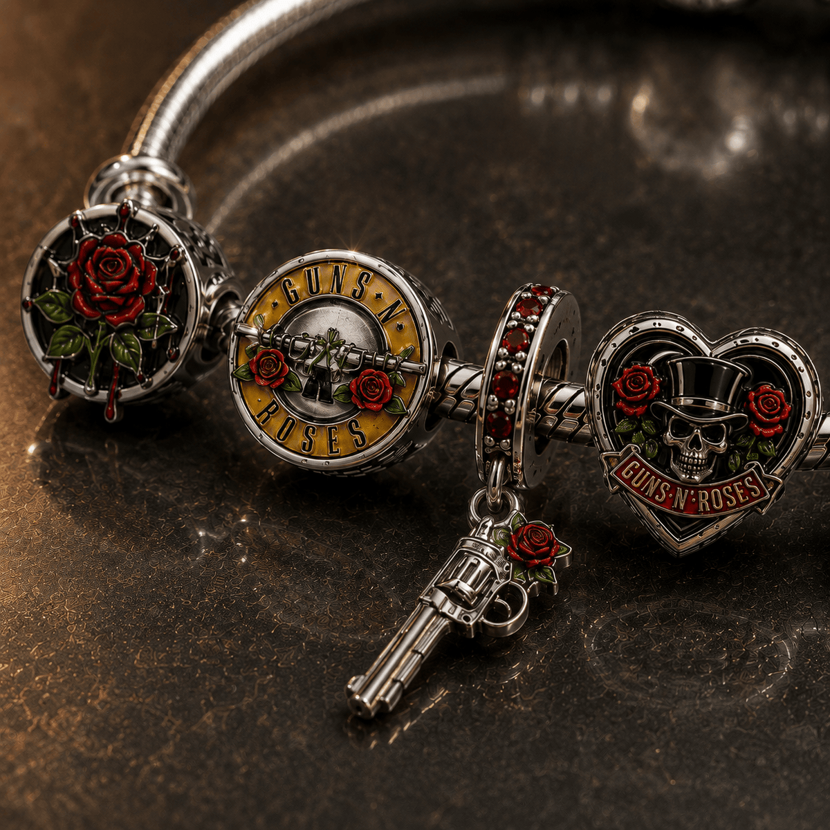GNR Silver Charm Bracelet Set BMD