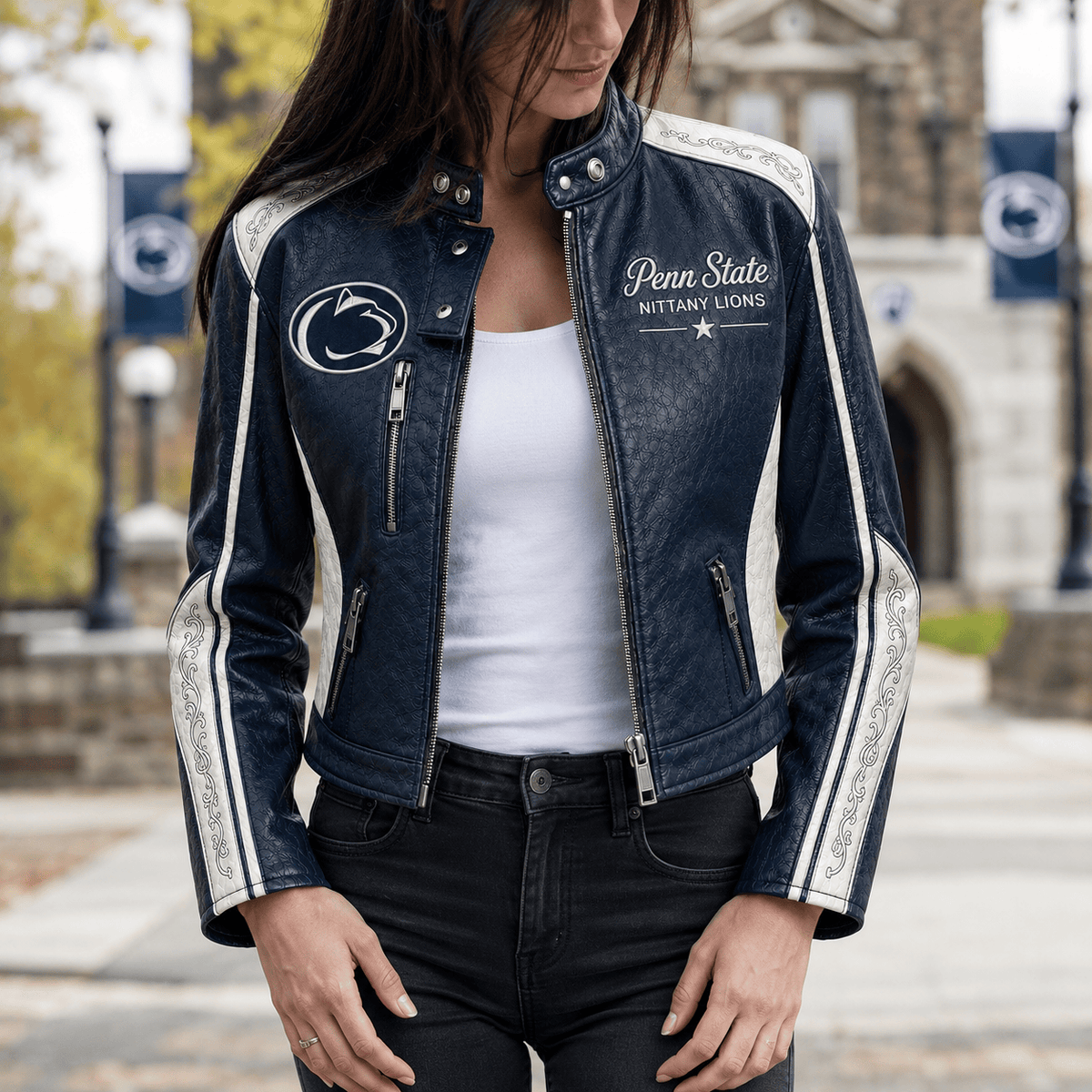 Premium PSNL Cropped Leather Zipper Jacket TNSM
