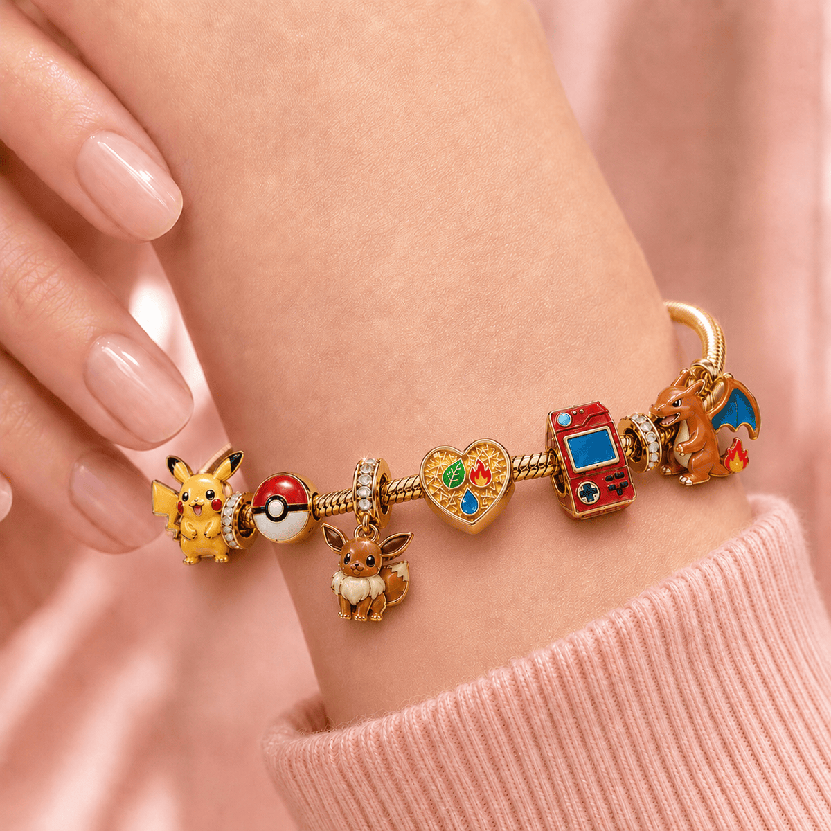 PKM Gold Charm Bracelet Set TMH