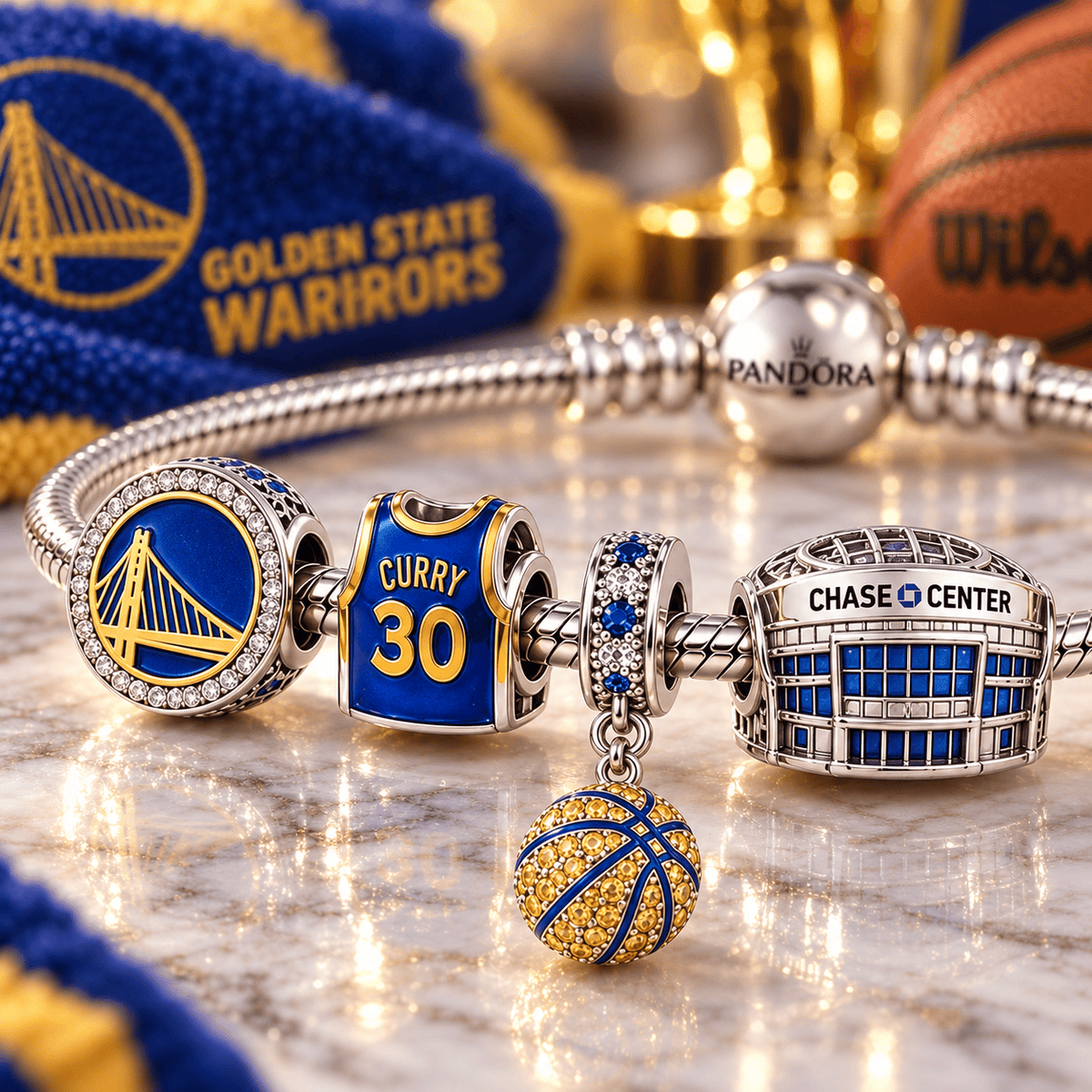 GSW Silver Charm Bracelet Set VTH