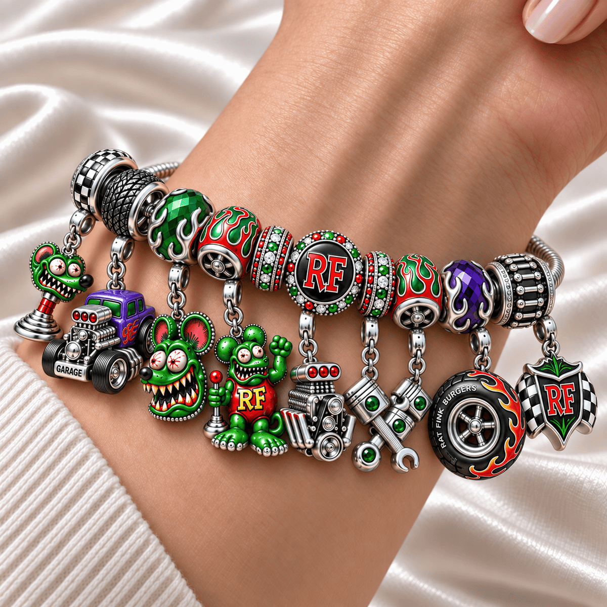 RFK Silver Charm Bracelet Set NTTB