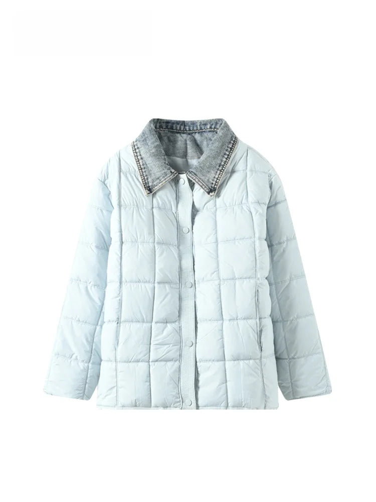 plus Size Women's Cotton down Jacket Long Sleeve Warmth Outerwear Spring Loose Fit Slimming Style Commute Winter Thickened