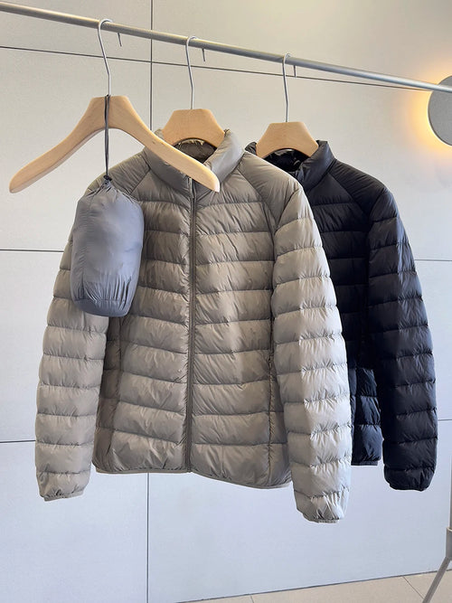 90 down Puffer Jacket Lightweight Comfortable Skin-friendly Fabric Stand Collar Warm Simple Men's down Jacket Nylon Fabric