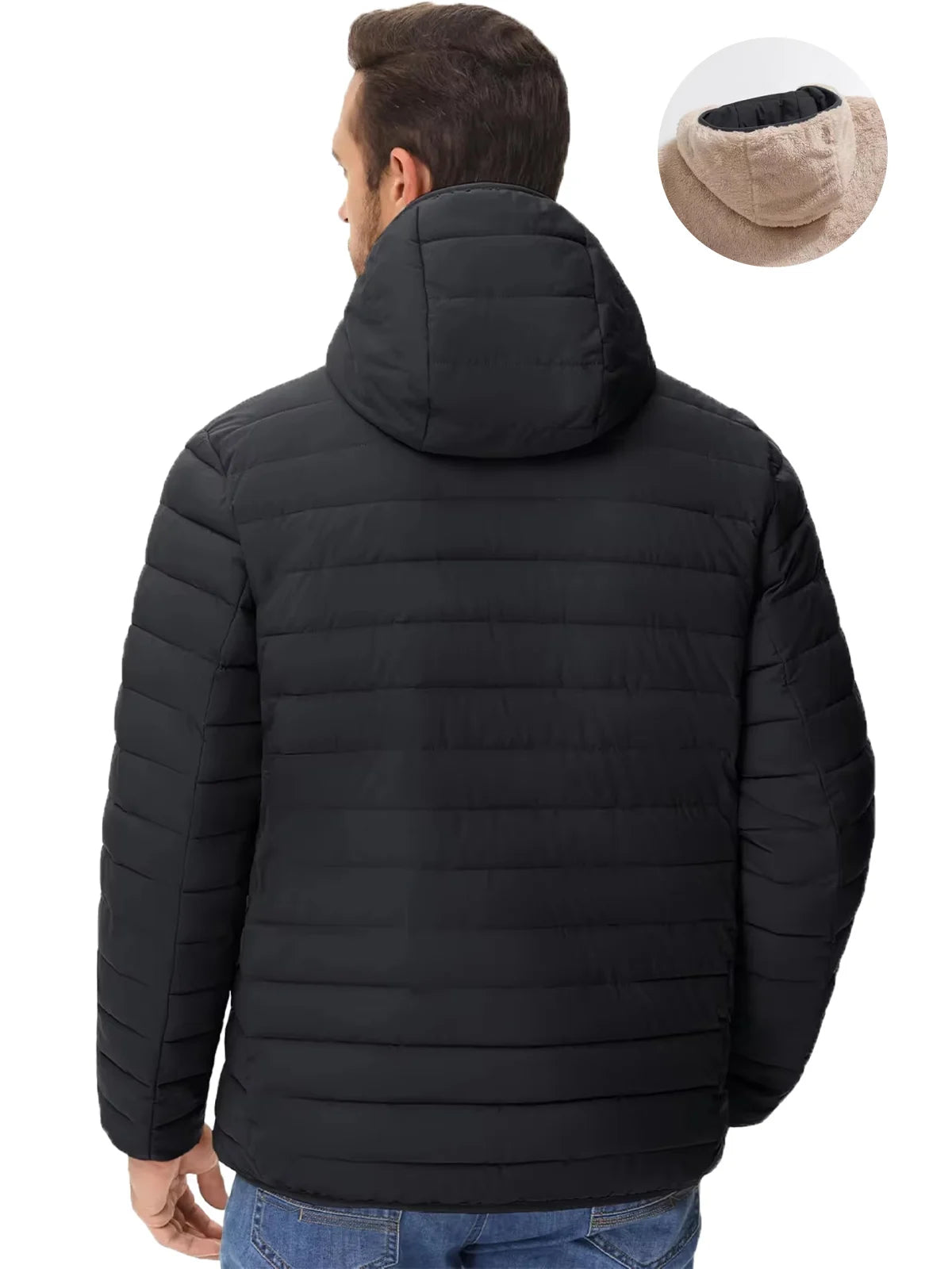 MAGCOMSEN Men's Quilted Puffer Jacket Hooded Fleece Lined Winter Coat Thick Warm Windproof Lightweight Casual Outwear