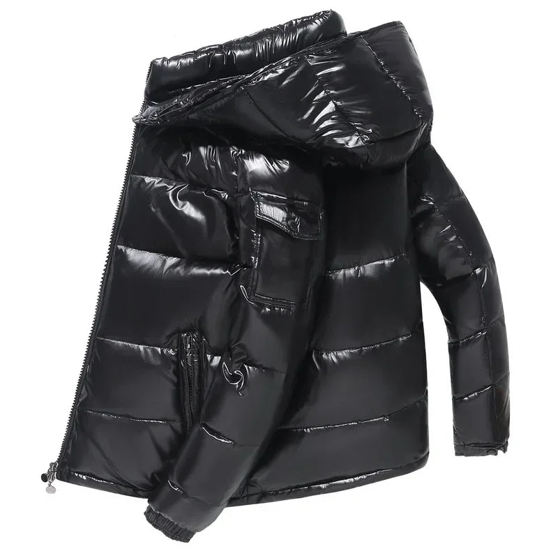 Thicken Outdoor Tops Down Coats Mens High Quality Windproof Parka Warm Puffer Winter Hooded Shiny Casual White Duck Down Jackets